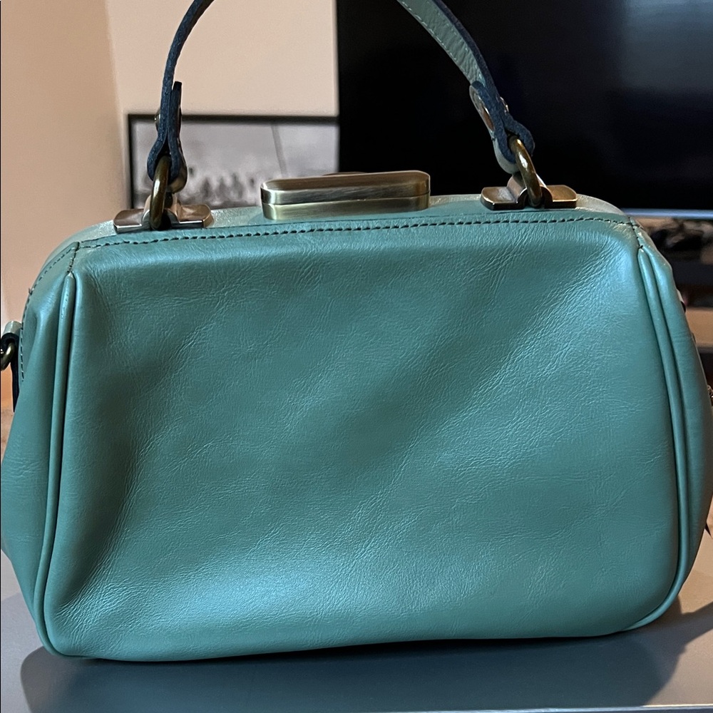 Patricia Nash Gracchi Tooled Leather Embossed Teal Satchel. Gently used - Picture 5 of 16
